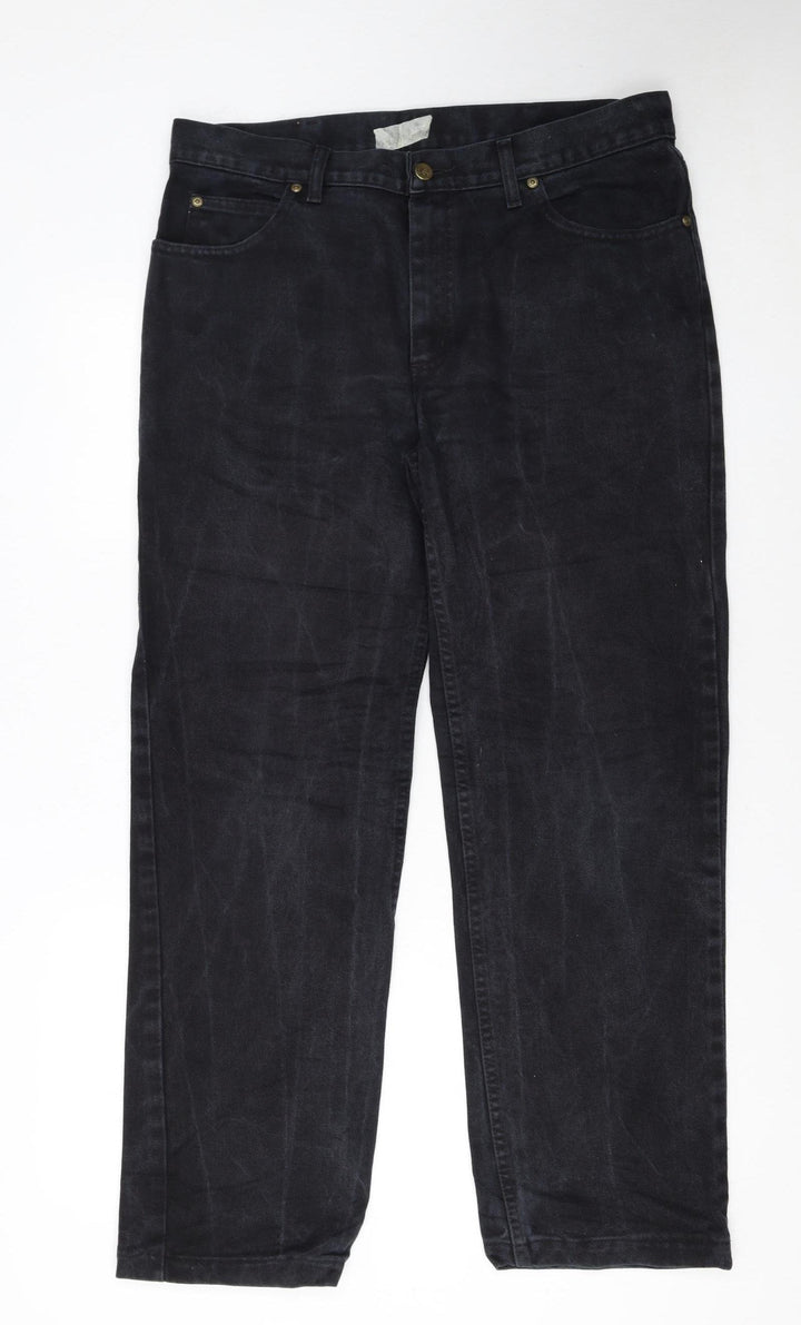 Lee Men's Black Straight Regular Fit Denim Jeans 36x34