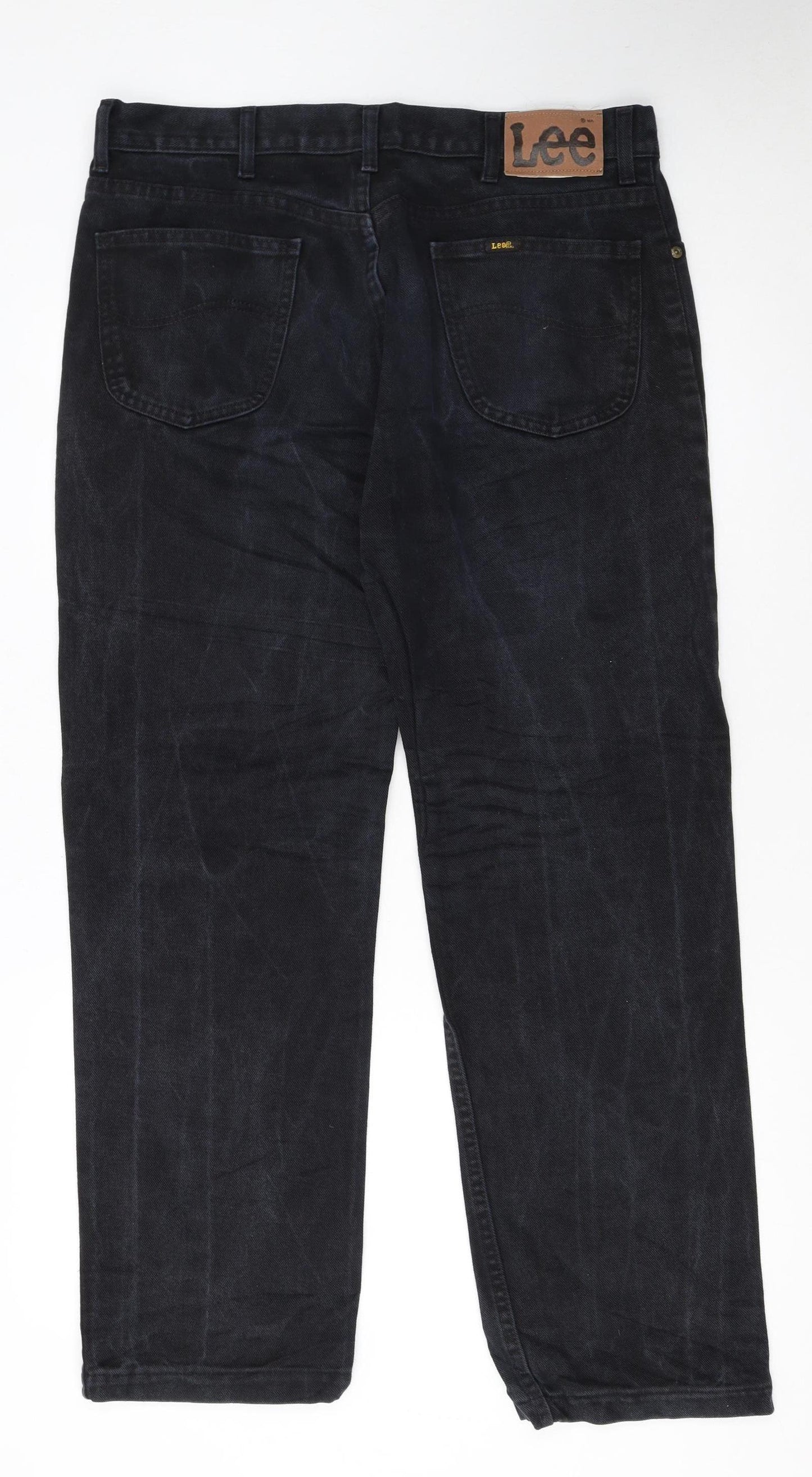 Lee Men's Black Straight Regular Fit Denim Jeans 36x34