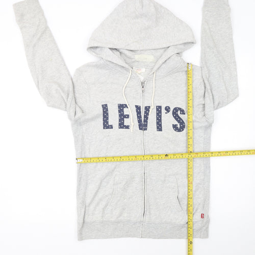 Levi's Women Grey Full Zip Hoodie Medium Cotton Blend Casual