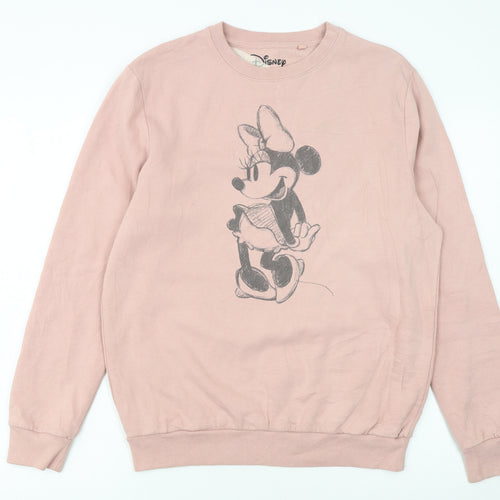 Disney Women Pink Minnie Mouse Graphic Pullover Sweatshirt Size 10 M