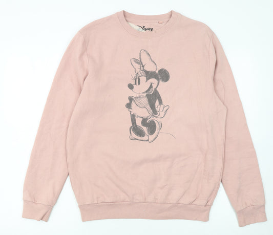 Disney Women Pink Minnie Mouse Graphic Pullover Sweatshirt Size 10 M