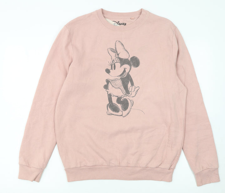 Disney Women Pink Minnie Mouse Graphic Pullover Sweatshirt Size 10 M