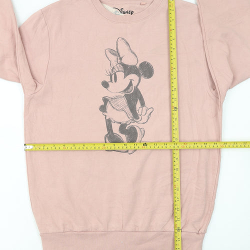 Disney Women Pink Minnie Mouse Graphic Pullover Sweatshirt Size 10 M