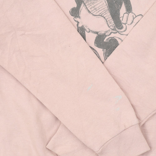 Disney Women Pink Minnie Mouse Graphic Pullover Sweatshirt Size 10 M