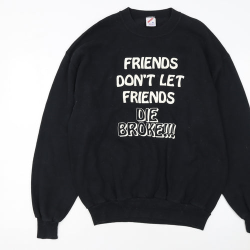 Jerzees Women Black XL Pullover Sweatshirt Friends Quote Print