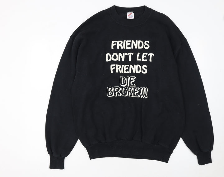 Jerzees Women Black XL Pullover Sweatshirt Friends Quote Print