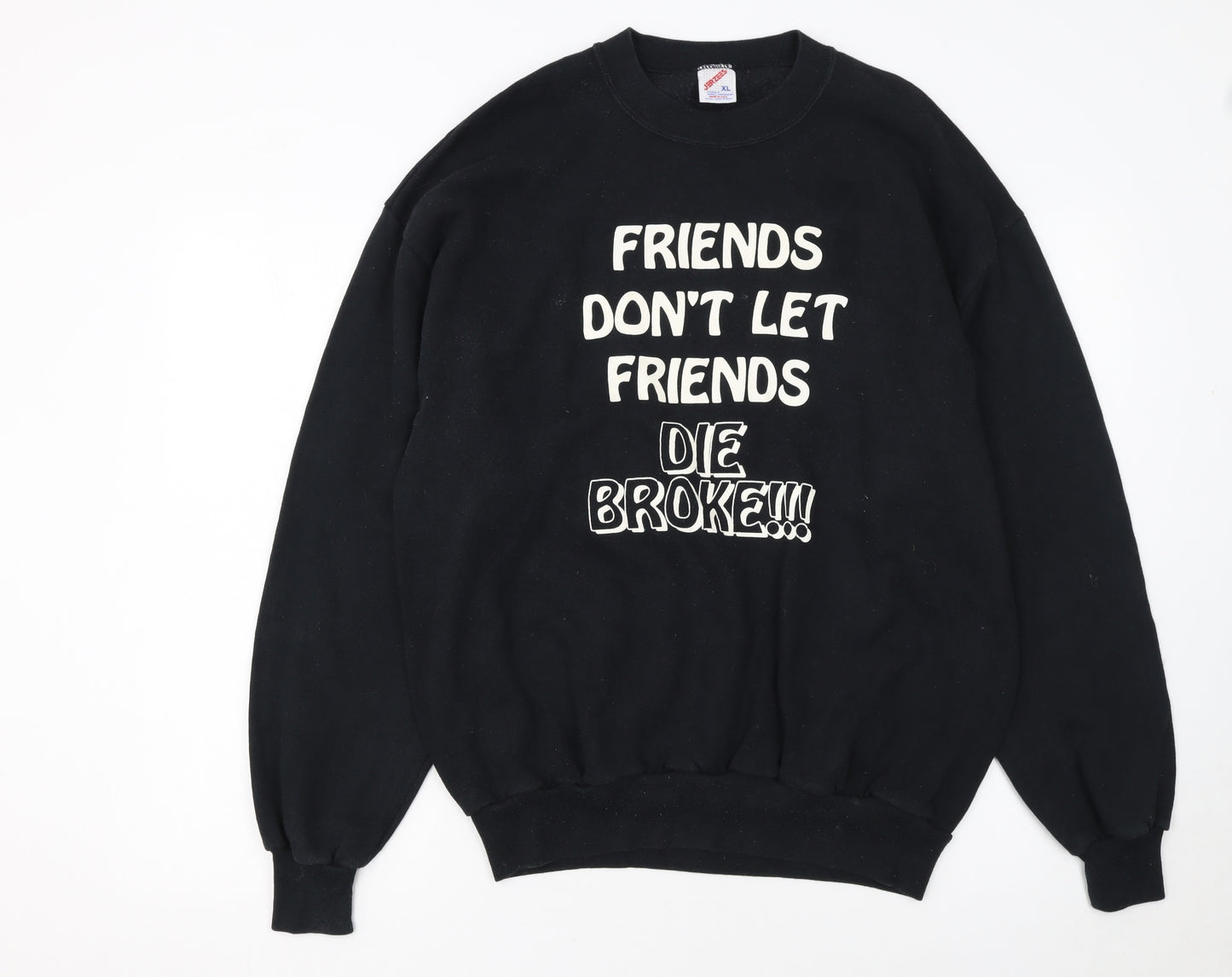 Jerzees Women Black XL Pullover Sweatshirt Friends Quote Print