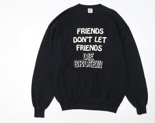 Jerzees Women Black XL Pullover Sweatshirt Friends Quote Print