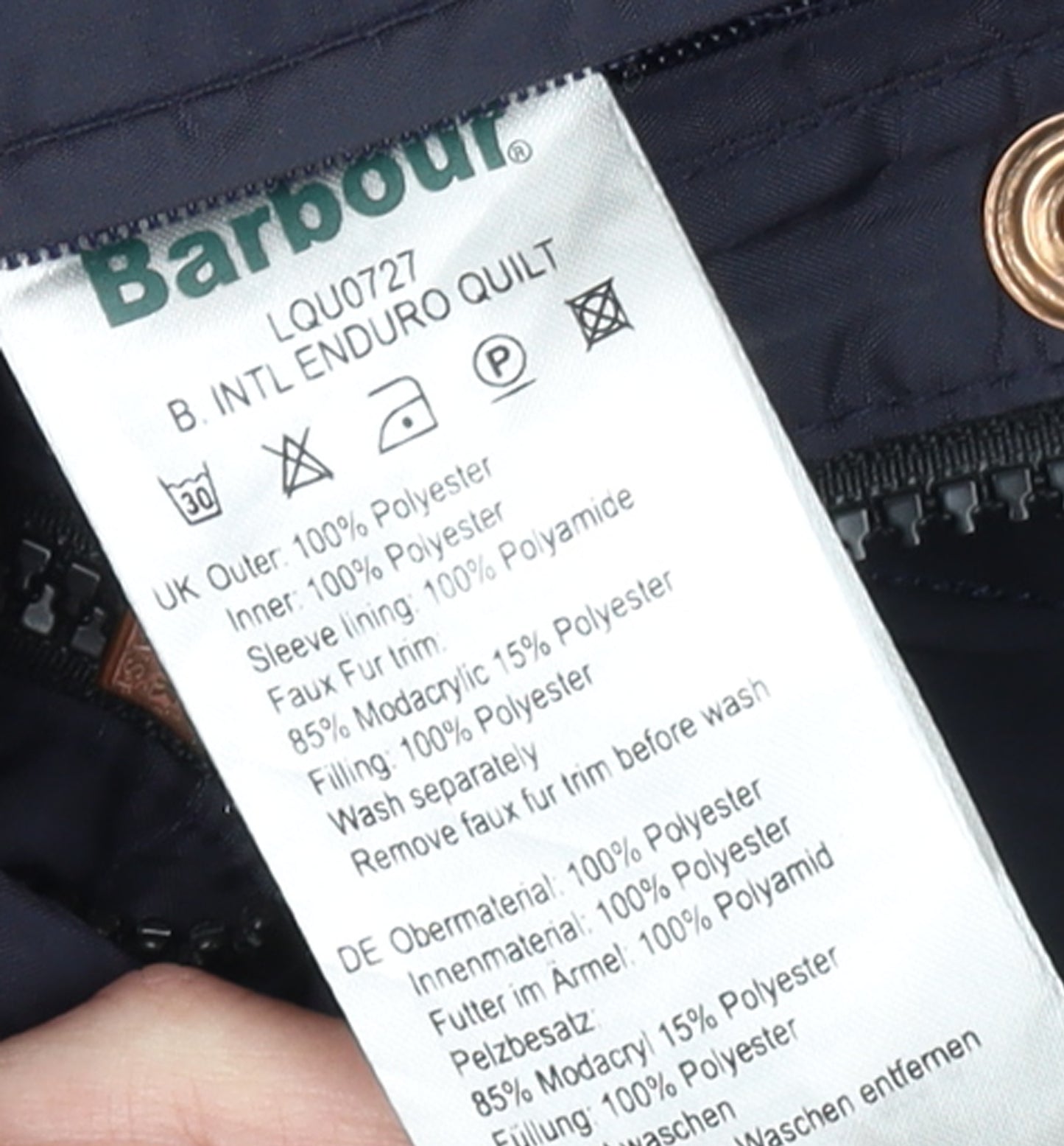 Barbour Women’s Blue Quilted Hooded Jacket Size 10