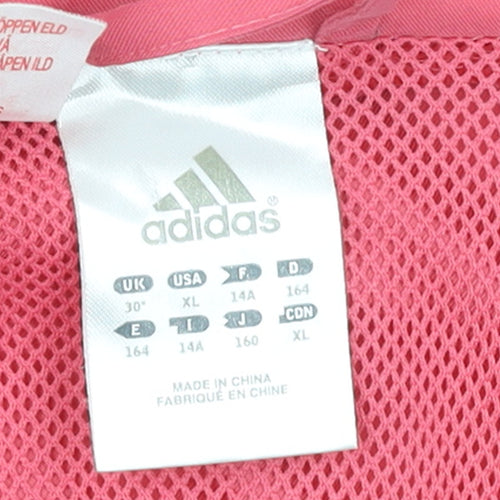 Adidas Girls Pink Track Jacket 14 Years Full Zip Lightweight Sports Top