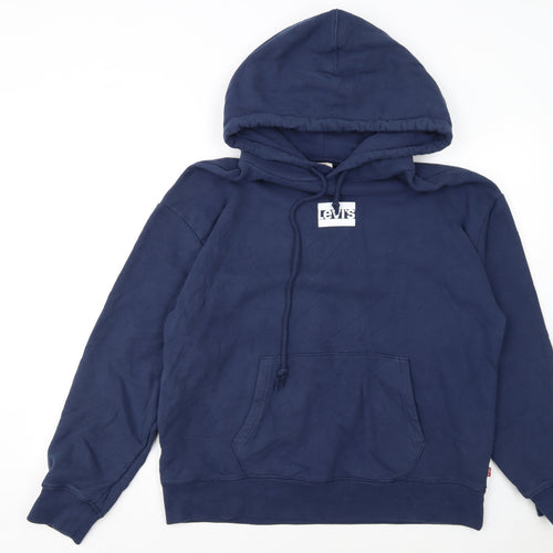 Levi's Women's Navy Blue Pullover Hoodie L Cotton Logo Casual
