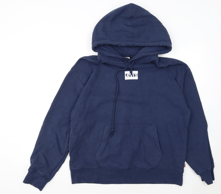 Levi's Women's Navy Blue Pullover Hoodie L Cotton Logo Casual
