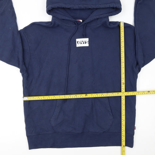 Levi's Women's Navy Blue Pullover Hoodie L Cotton Logo Casual