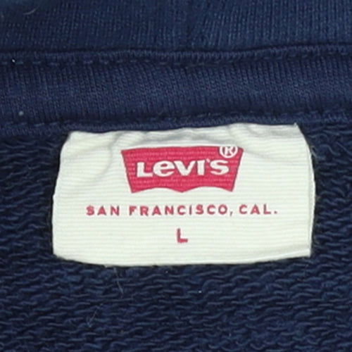 Levi's Women's Navy Blue Pullover Hoodie L Cotton Logo Casual