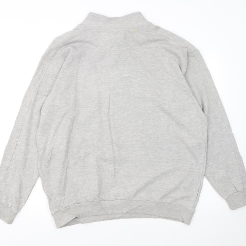 BOSS Mens Grey 2XL Henley Sweatshirt Cotton Blend Regular Fit