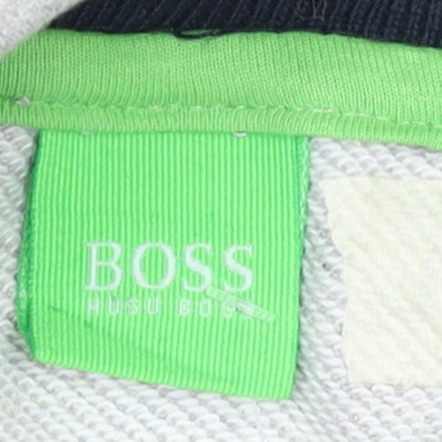 BOSS Mens Grey 2XL Henley Sweatshirt Cotton Blend Regular Fit