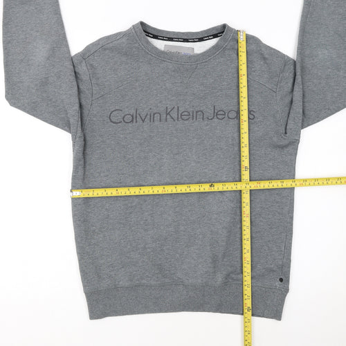 Calvin Klein Jeans Men's Grey Crew Neck Logo Sweatshirt Size S
