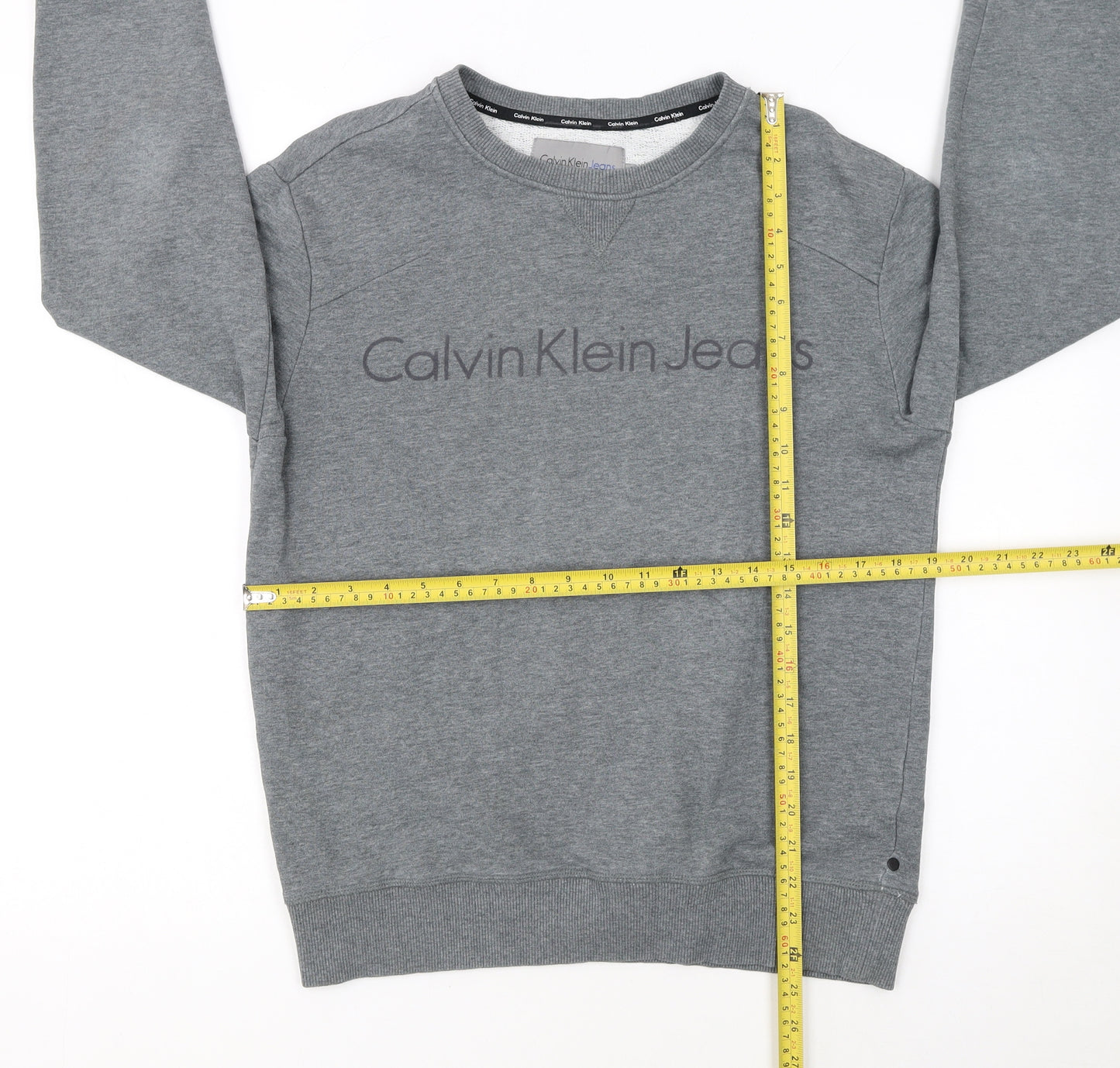 Calvin Klein Jeans Men's Grey Crew Neck Logo Sweatshirt Size S