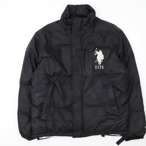 U.S. Polo Assn. Men's Black M Puffer Jacket Polyester Winter