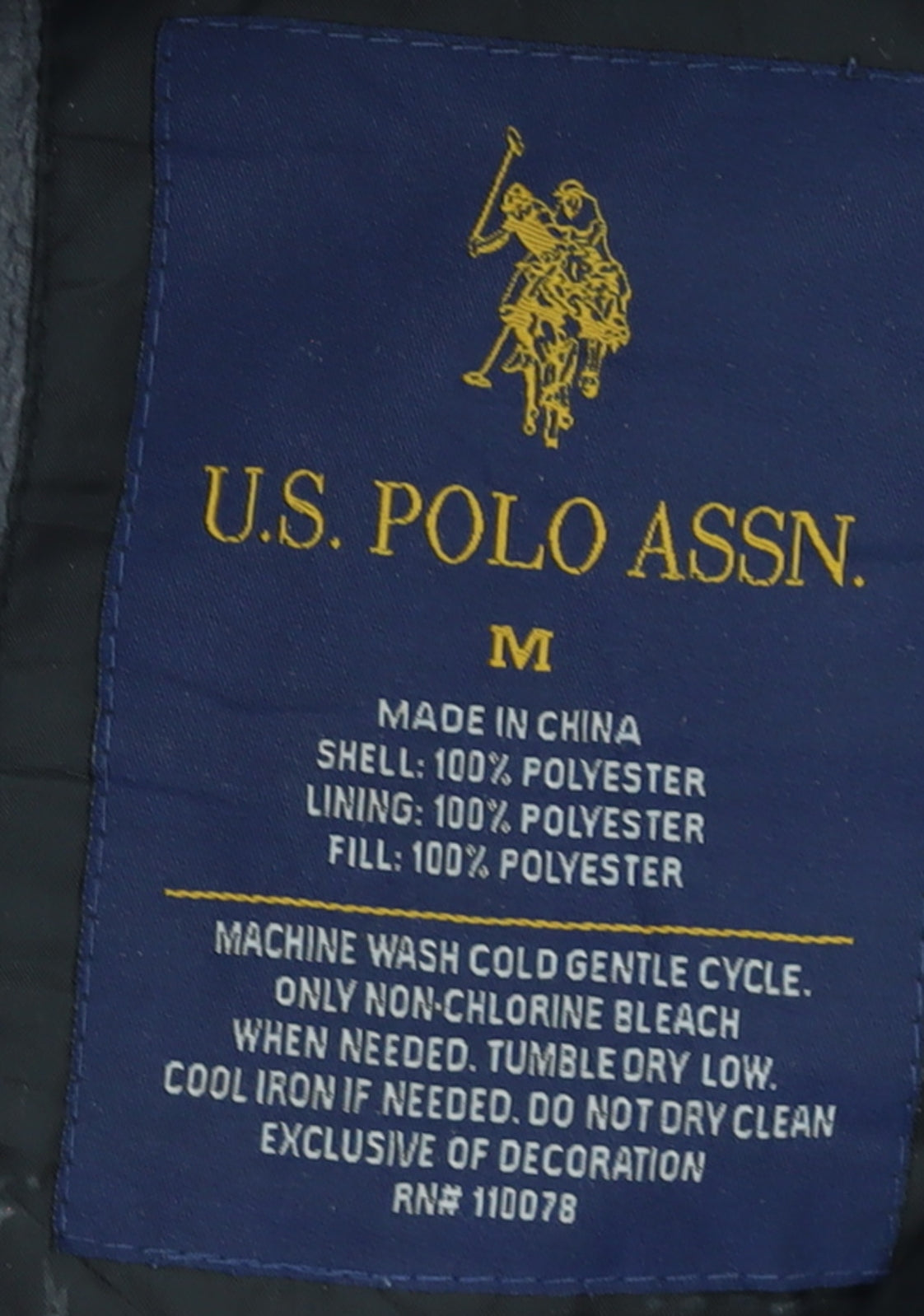 U.S. Polo Assn. Men's Black M Puffer Jacket Polyester Winter