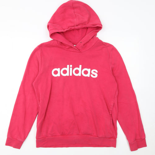 Adidas Womens Pink Pullover Hoodie Size M 12-14 Cotton Blend