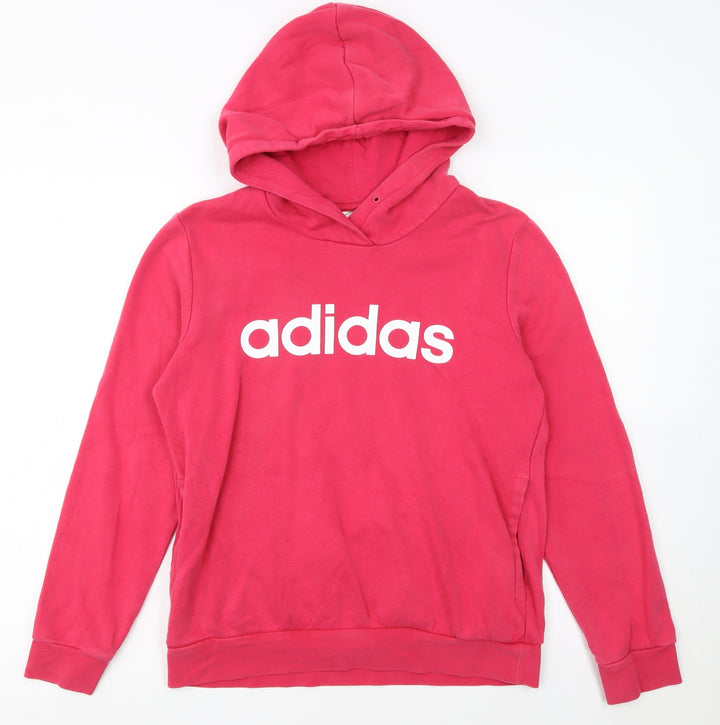 Adidas Womens Pink Pullover Hoodie Size M 12-14 Cotton Blend