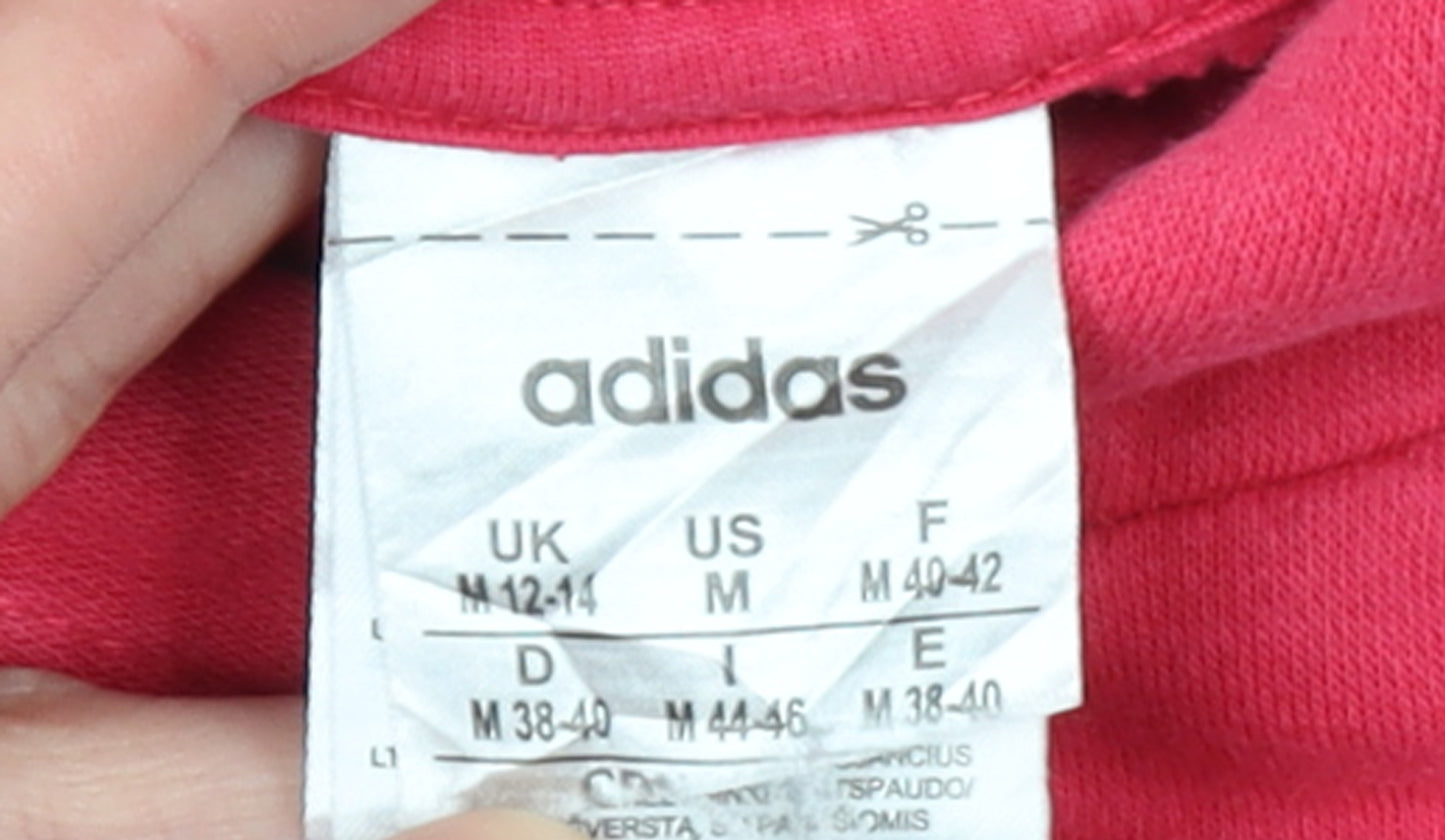 Adidas Womens Pink Pullover Hoodie Size M 12-14 Cotton Blend