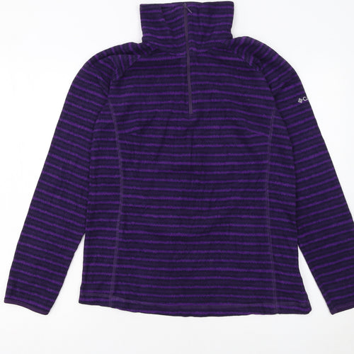 Columbia Womens Purple Striped 1/2 Zip Fleece Pullover M