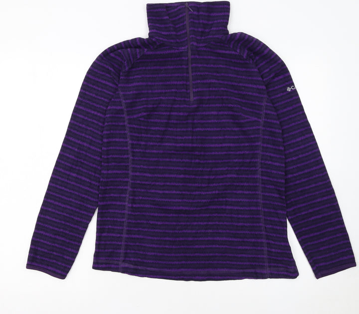 Columbia Womens Purple Striped 1/2 Zip Fleece Pullover M