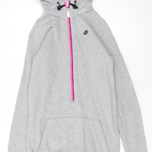 Nike Womens Grey XS 1/4 Zip Hooded Sweatshirt