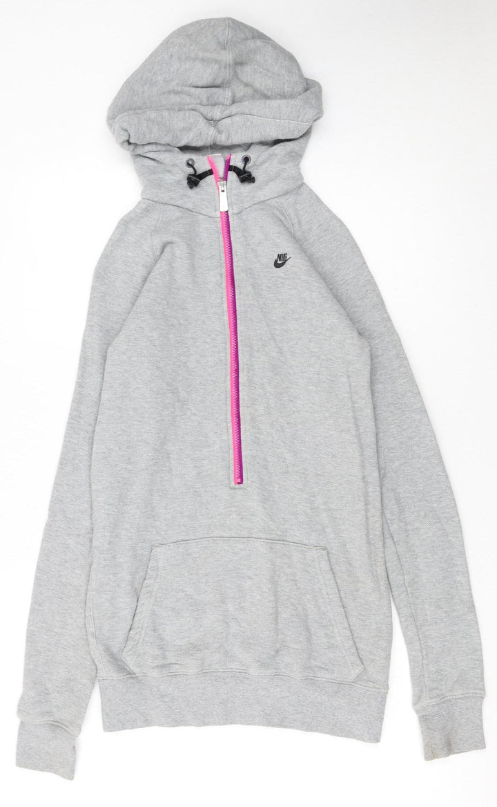 Nike Womens Grey XS 1/4 Zip Hooded Sweatshirt