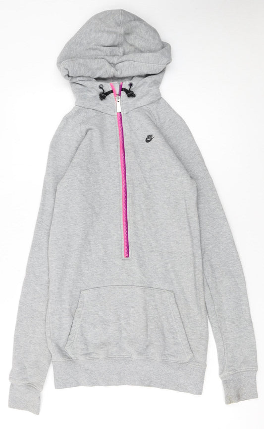 Nike Womens Grey XS 1/4 Zip Hooded Sweatshirt