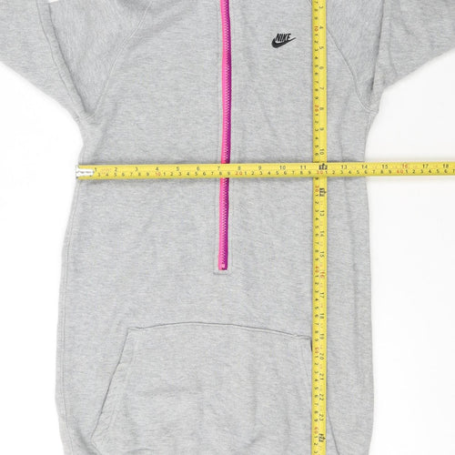 Nike Womens Grey XS 1/4 Zip Hooded Sweatshirt