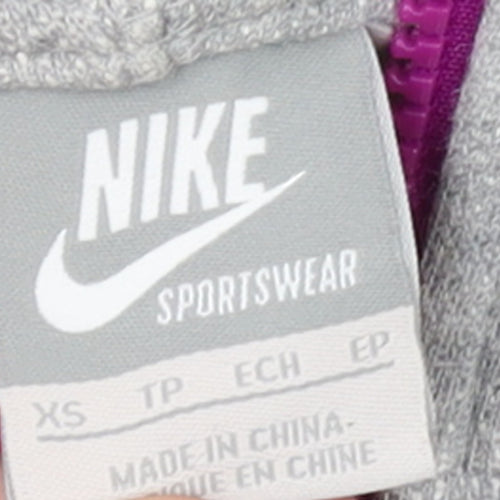 Nike Womens Grey XS 1/4 Zip Hooded Sweatshirt