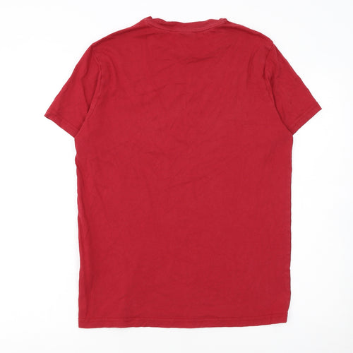 Champion Men's Red Small Crew Neck Cotton Logo T-Shirt