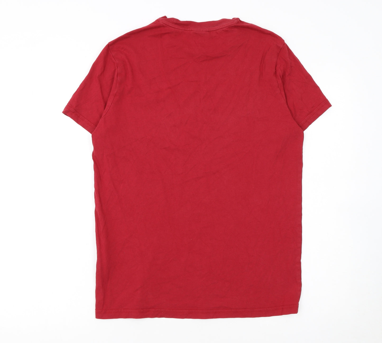Champion Men's Red Small Crew Neck Cotton Logo T-Shirt