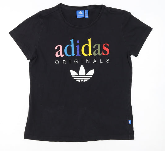 adidas Originals Women's Black Size 16 Crew Neck Short Sleeve T-Shirt