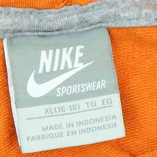 Nike Womens Orange Full Zip Hoodie XL Cotton Blend Sportswear