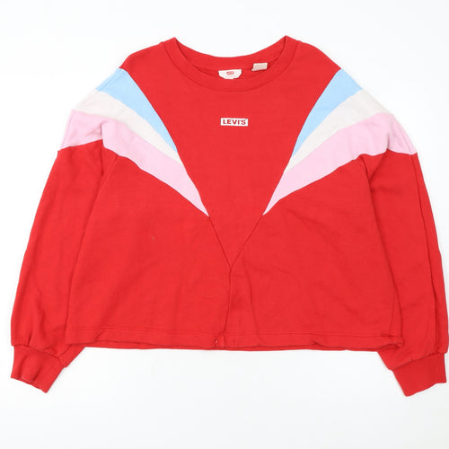 Levi's Women's Red Colourblock Pullover Sweatshirt Size L