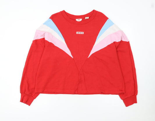 Levi's Women's Red Colourblock Pullover Sweatshirt Size L