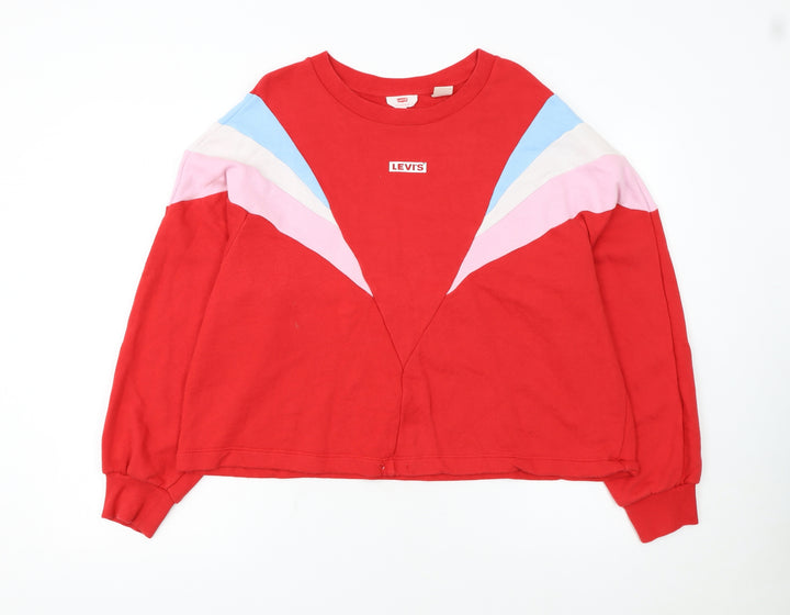 Levi's Women's Red Colourblock Pullover Sweatshirt Size L