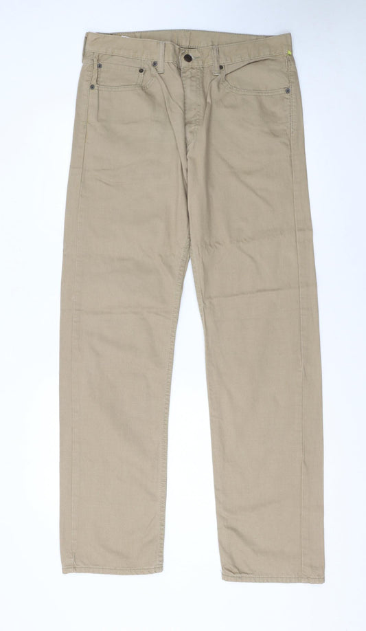 Levi's Men's Beige 505 Straight Denim Jeans W34 L34 Regular Fit