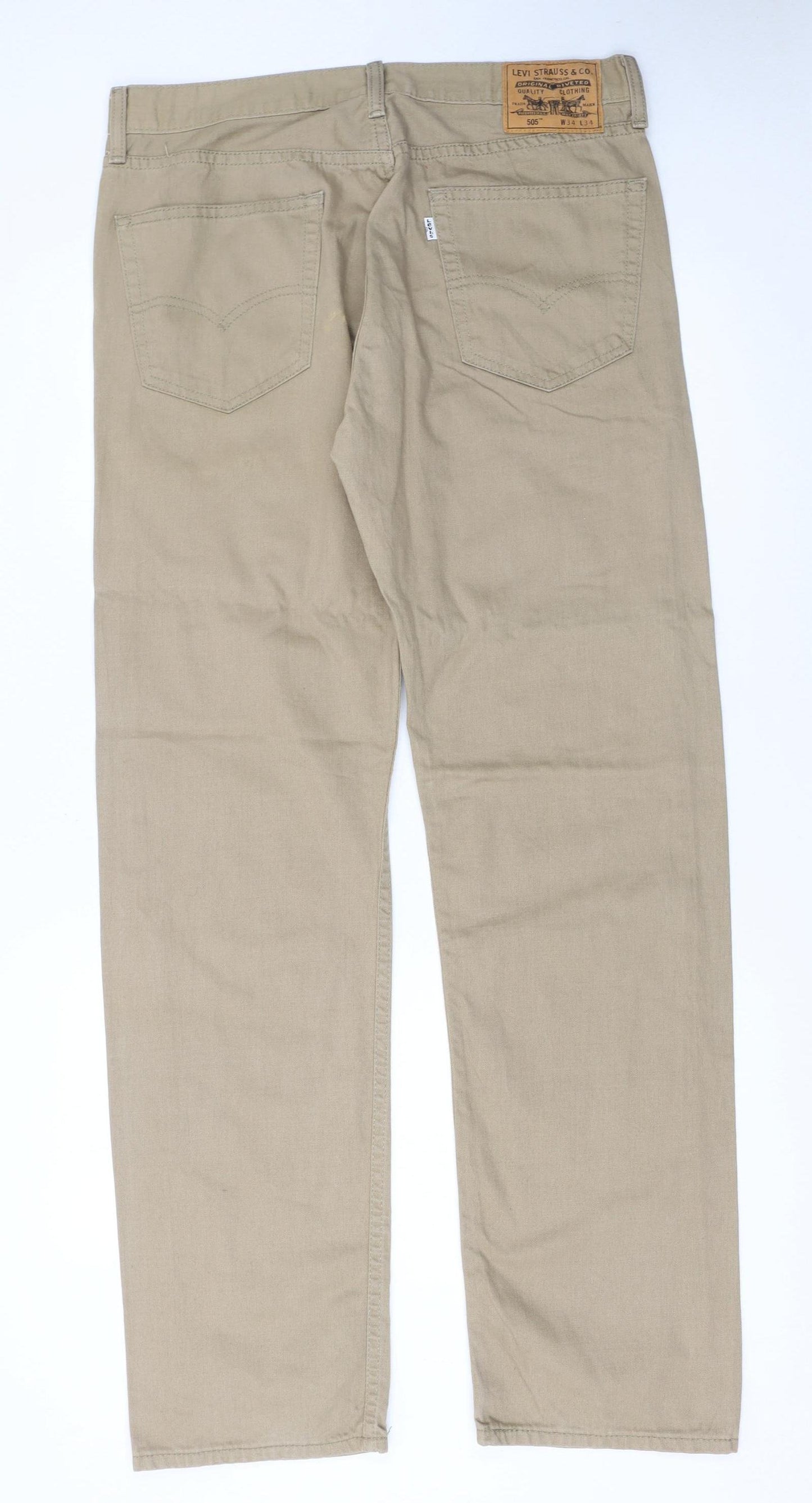 Levi's Men's Beige 505 Straight Denim Jeans W34 L34 Regular Fit