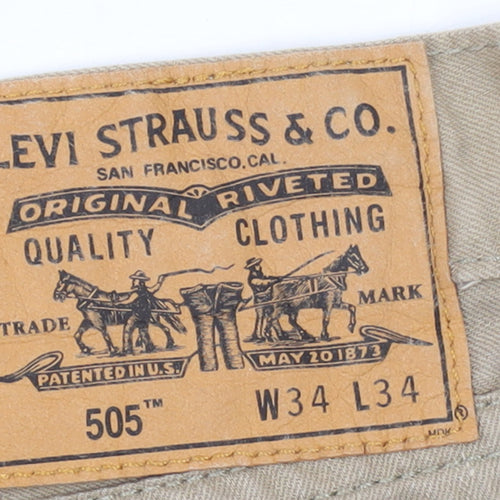 Levi's Men's Beige 505 Straight Denim Jeans W34 L34 Regular Fit