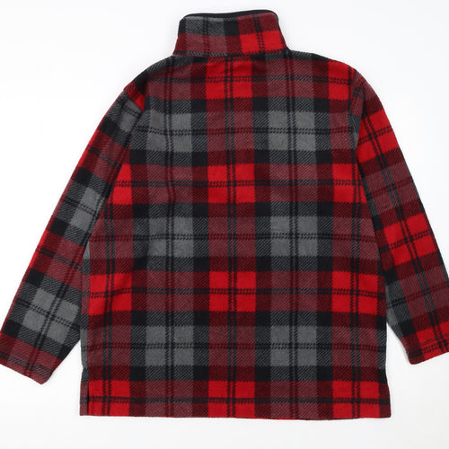 Cabin Creek Men's Red Black Plaid Fleece 1/4 Zip Pullover Sweatshirt M