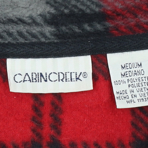 Cabin Creek Men's Red Black Plaid Fleece 1/4 Zip Pullover Sweatshirt M