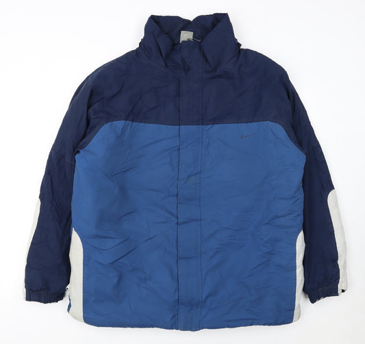 Nike Men Blue Navy Windbreaker Jacket Size M Waterproof Nylon