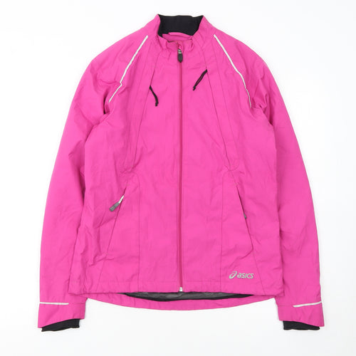 Asics Womens Pink Windbreaker Jacket S Lightweight Running Reflective