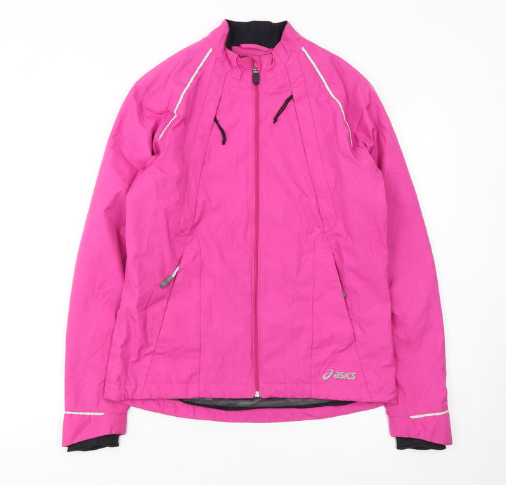 Asics Womens Pink Windbreaker Jacket S Lightweight Running Reflective
