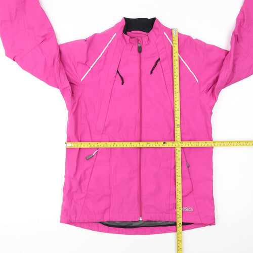 Asics Womens Pink Windbreaker Jacket S Lightweight Running Reflective